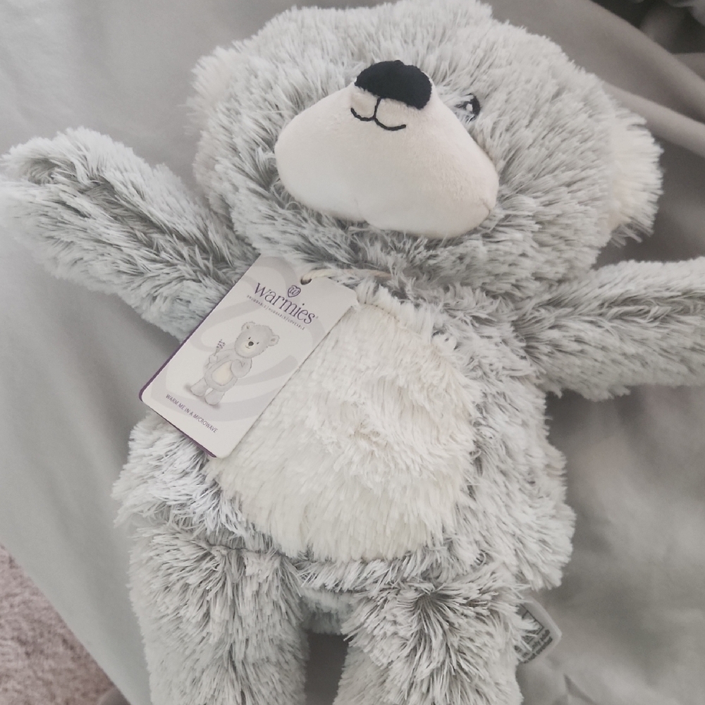 Warmies Plush Grey Bear Stuffed Animal - Grey & Cream